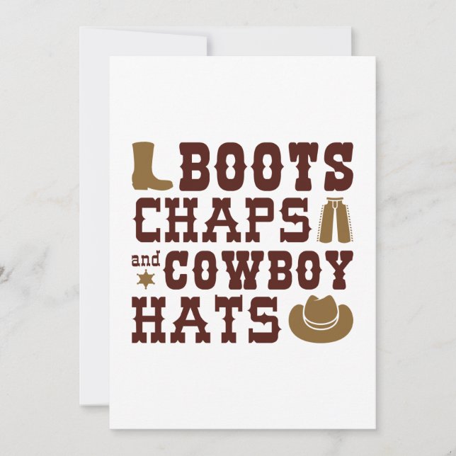 Carte De Remerciements Boots Chaps Et Cowboy Casquettes (Devant)