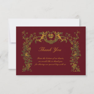 Carte De Remerciements Bordure Baroque Rococo Vintage avec coeurs