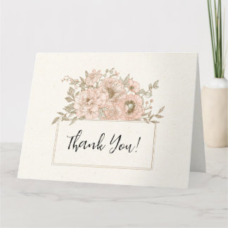 Carte De Remerciements Bordure botanique rose classique