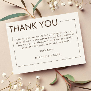 Carte De Remerciements Bordure Brown beige Mariage simple