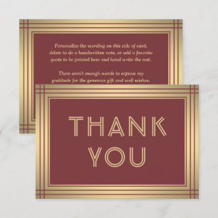 Carte De Remerciements Bordure Classique Élégante Typographie Bourgogne &