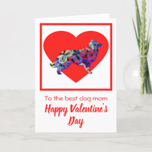 Carte De Remerciements Bordure Collie Chien Valentine's Day Grey Card