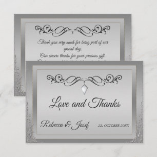 Carte De Remerciements Bordure d'angle argenté élégante