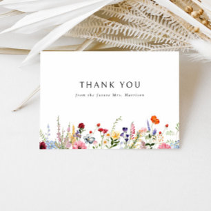 Carte De Remerciements Bordure de fleurs sauvages colorées