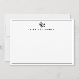 Carte De Remerciements Bordure minimaliste florale chic