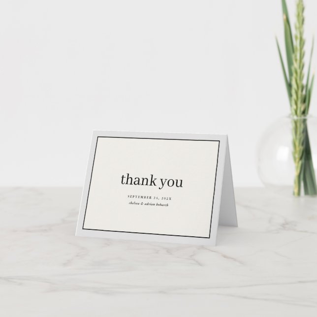Carte De Remerciements Bordure neutre Mariage simple (Devant)