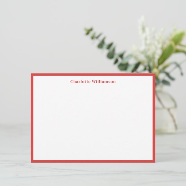 Carte De Remerciements Bordure rouge mignonne Papier à lettres personnali (Debout devant)