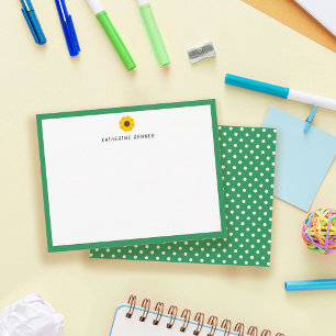 Carte De Remerciements Bordure verte de tournesol personnalisée