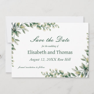 Carte De Remerciements Botanical eucalyptus leaves save the date card