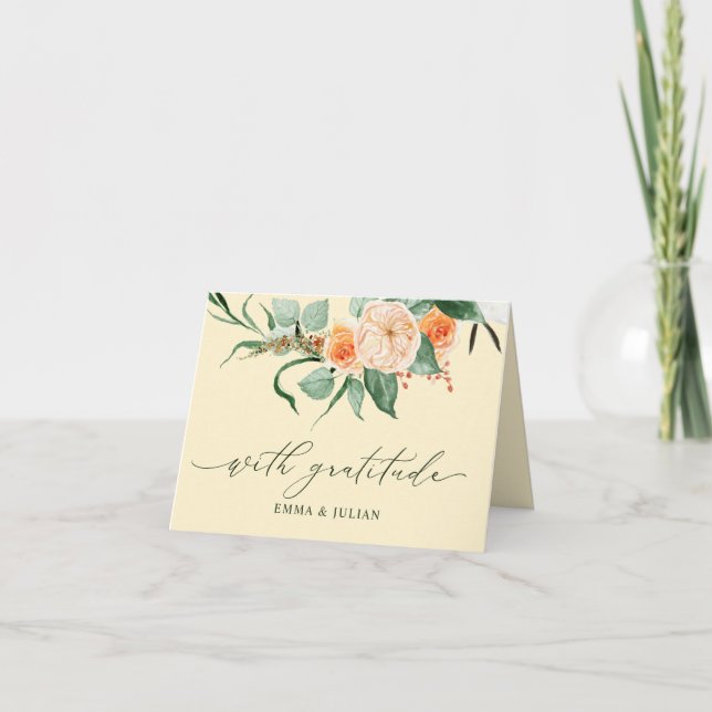 Carte De Remerciements Botanique Boho Vert des noms personnalisés Mariage (Devant)