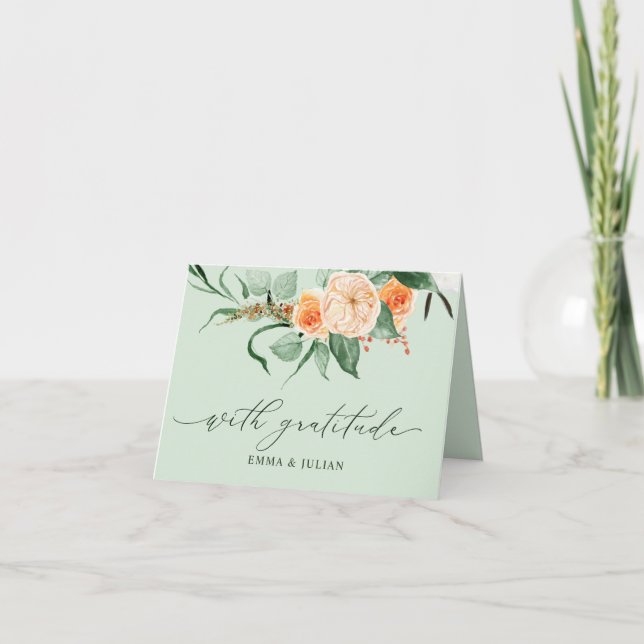 Carte De Remerciements Botanique Boho Vert des noms personnalisés Mariage (Devant)