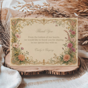 Carte De Remerciements Botanique de fleur sauvage vintage