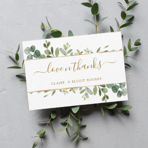 Carte de remerciements Botanique Gold Greenery