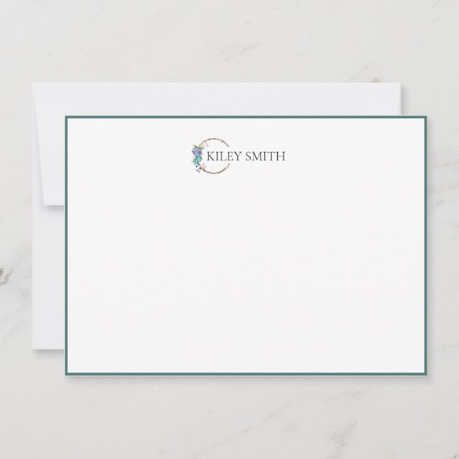 Carte De Remerciements Botanique Personnalisé Papier à lettres élégant mo (Devant)