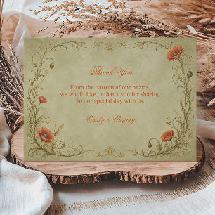 Carte De Remerciements Botanique Poppy Vintage