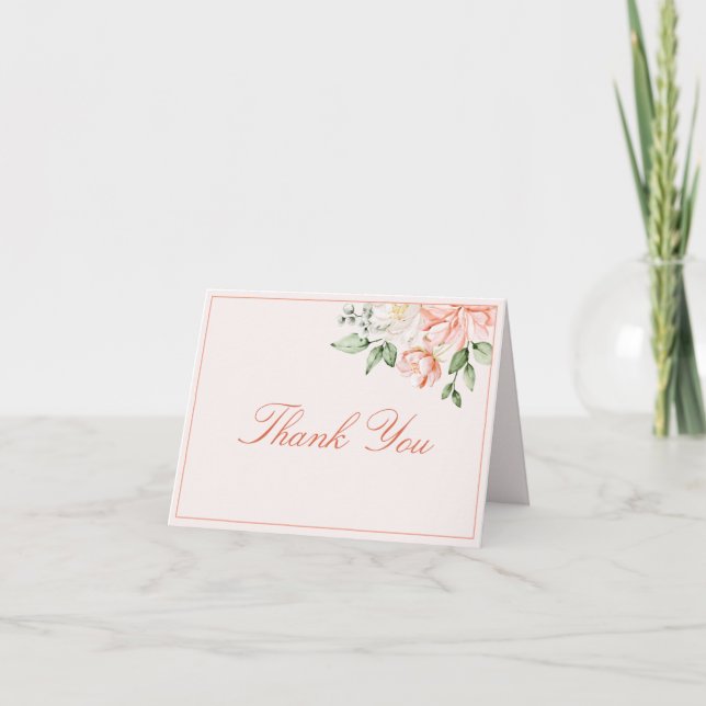 Carte De Remerciements Botanique rose pâle Romantique Floral (Devant)