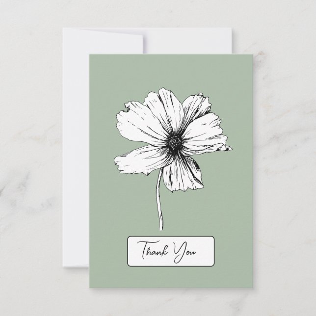 Carte de remerciements botanique Sage Green - Flor (Devant)