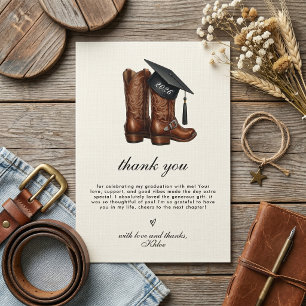 Carte De Remerciements Bottes de cowgirl et toque de remise de diplôme de
