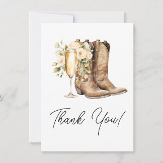Carte De Remerciements Bottes élégantes et Fête des mariées Bubbly