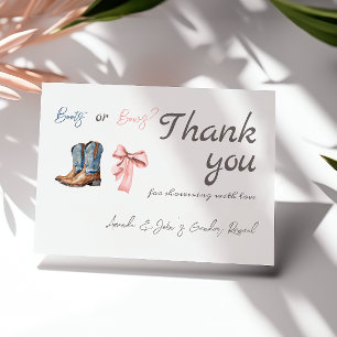 Carte De Remerciements Bottes élégantes ou vaches bleu rose Sexe Révéler