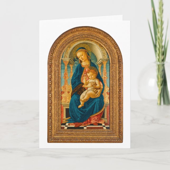 Carte De Remerciements Botticelli (1445-1510) Vierge à l'Enfant Enthronis (Devant)
