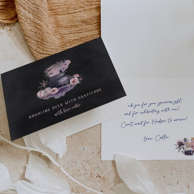 Carte De Remerciements "Boubbling Over" Halloween Floral Cauldron (Créateur téléchargé)