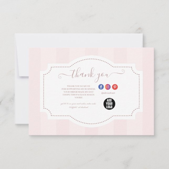 Carte De Remerciements Boulangerie de gâteaux rose Pastel personnalisée (Devant)