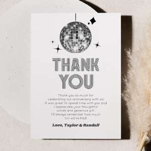 Carte De Remerciements Boule de disco scintillante argentée Mariage Anniv