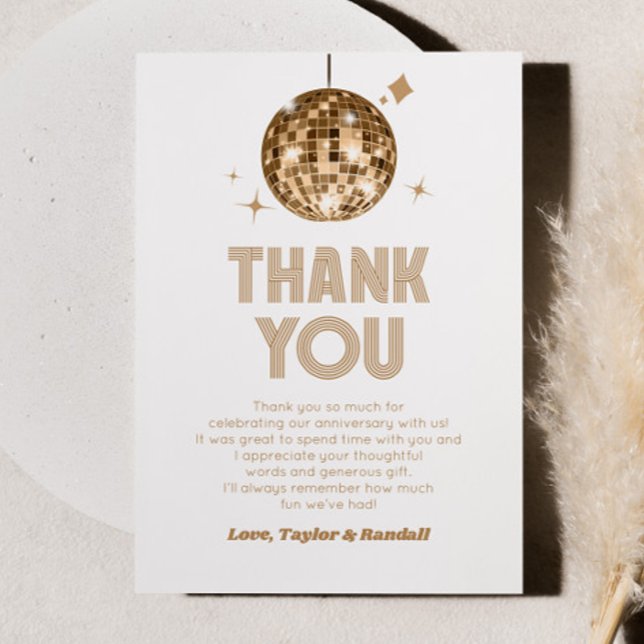 Carte De Remerciements Boule de disco scintillante dorée pour anniversair (Créateur téléchargé)