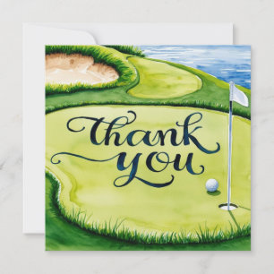 Carte De Remerciements Boule de golf sur le green avec mot de remerciemen