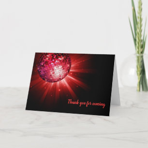 Carte De Remerciements Boule Disco rouge