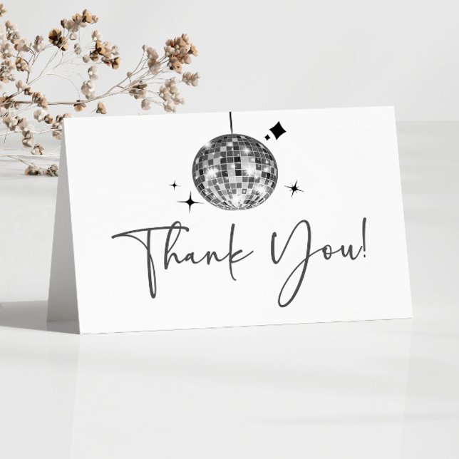 Carte De Remerciements Boule Disco Silver Sparkly Anniversaire (Créateur téléchargé)