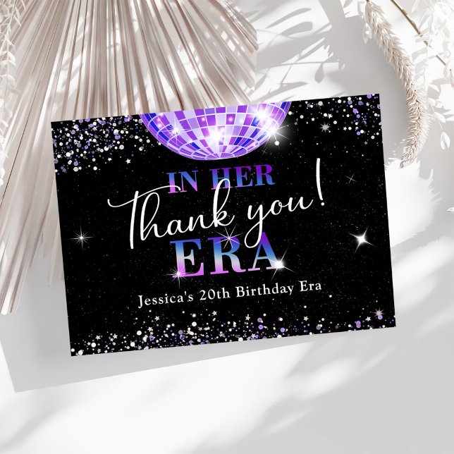 Carte De Remerciements Boule Disco Violet Dans Mon Anniversaire (Créateur téléchargé)
