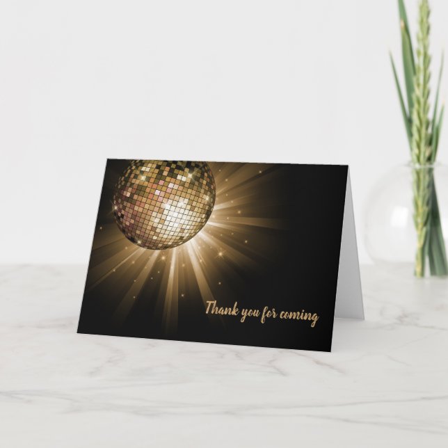 Carte De Remerciements Boule d'or Disco (Devant)