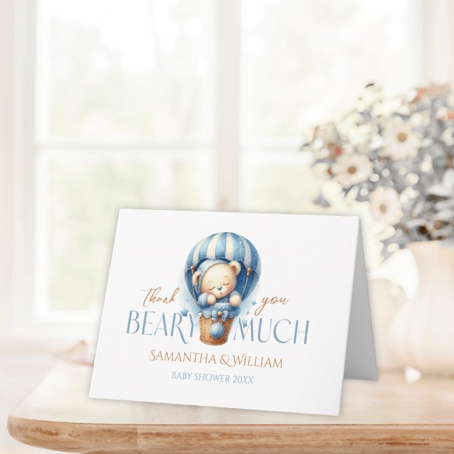Carte De Remerciements Boulon flottant bleu mou à ours en peluche (Créateur téléchargé)