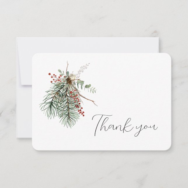 Carte De Remerciements Bouquet Botanique d'Hiver (Devant)
