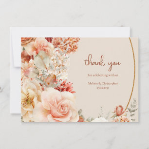 Carte De Remerciements Bouquet coloré pastel doux fleurs d'automne