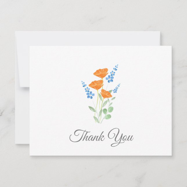 Carte De Remerciements Bouquet d'aquarelle à trois pépites (Devant)