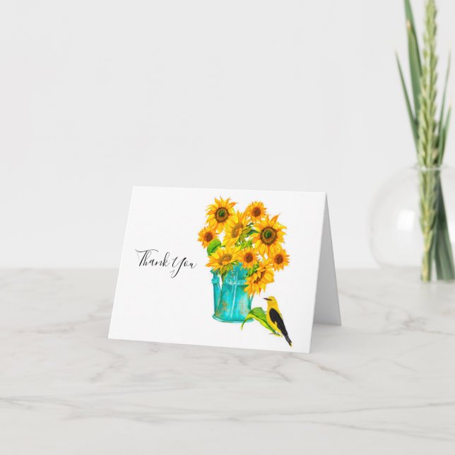 Carte De Remerciements Bouquet d'arrosage des tournesols (Devant)