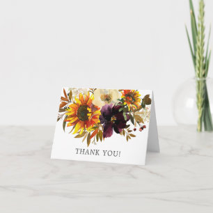 Carte De Remerciements Bouquet d'automne Tournesols Remerciement Floral