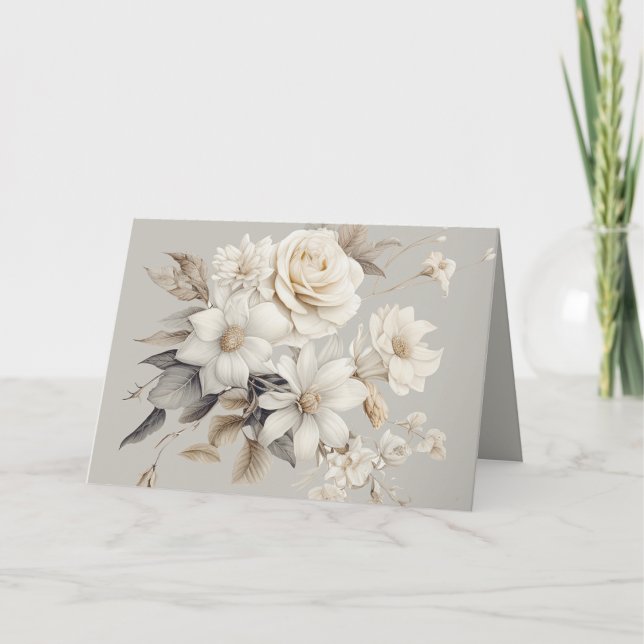 Carte De Remerciements Bouquet de fleurs élégant Rose Blanche (Créateur téléchargé)