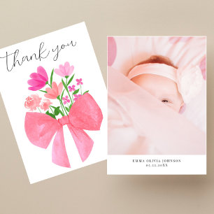 Carte De Remerciements Bouquet de fleurs roses Baby shower photo