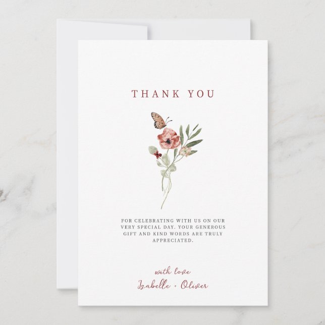 Carte De Remerciements Bouquet de papillon floral délicieuse automne (Devant)