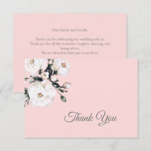 Carte De Remerciements Bouquet du coin des Roses blanches   Rose
