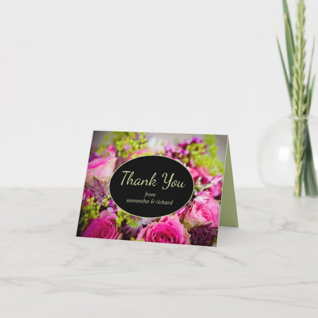 Carte De Remerciements Bouquet du Rose (Devant)