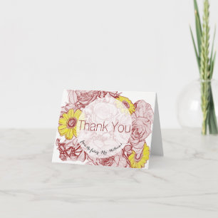 Carte De Remerciements Bouquet en fleurs Rose Terra Cotta