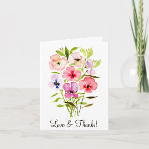 Carte De Remerciements Bouquet Fleur sauvage aquarelle avec Mariage photo