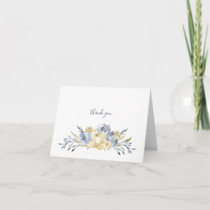 Carte De Remerciements Bouquet floral d'aquarelle bleue poussiéreuse