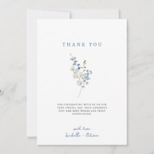 Carte De Remerciements Bouquet floral délicat bleu doux