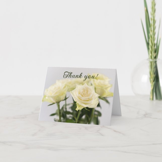 Carte De Remerciements Bouquet floral Roses blanches Photo intemporelle (Devant)